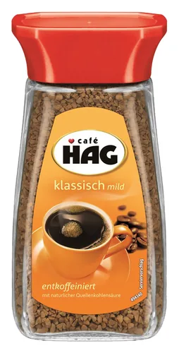 Jacobs Instant Kaffee Café Hag 100 g - Entkoffeiniert: Ja - Produktionsland: Italien - Packungsgrösse: 100 g - Geschmacksrichtung: Keine - Getränkeart: Café Crème - Kaffeeart: Instant-Kaffee