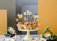 Partydeco Kuchen-Topper Baufahrzeuge 1 Stück, Mehrfarbig - Material: Papier - Motiv: Baustelle - Fahrzeug - Detailfarbe: Mehrfarbig