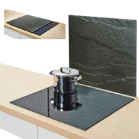 Zeller Present Herdabdeckplatte Schiefer - Material: Glas - Verpackungseinheit: 1 Stück - Detailfarbe: Schwarz