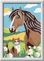 Ravensburger Malen nach Zahlen CreArt – Horse and Kitty - Altersempfehlung ab: 7 Jahren - Motiv: Katze - Pferde