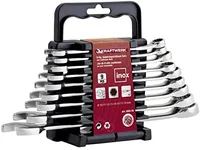 Kraftwerk Gabelringschlüssel-Set Pro Line Inox 8 - 19 mm, 9-teilig - Grösse: 12 mm - 10 mm - 14 mm - 19 mm - 17 mm - 15 mm - 11 mm - 8 mm - 13 mm - Set: Ja - Werkzeugtyp: Gabelringschlüssel
