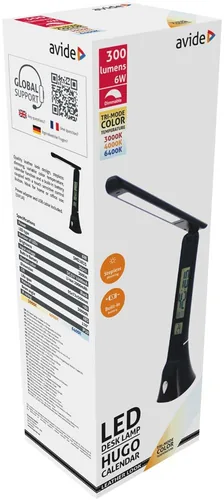 Avide LED Tischleuchte Hugo Schwarz 6W Kalendar