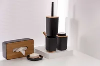 Wenko Zahnputzbecher Rotello Schwarz - Detailfarbe: Schwarz - Detailmaterial: Bambus - Kunststoff - Grundmaterial: Kunststoff - Bambus