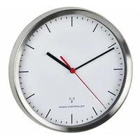 TFA Dostmann Funk-Wanduhr mit Edelstahl-Rahmen Ø 22 cm, Silber/Weiss - Uhrtyp: Analog - Betriebsart: Batteriebetrieb - Funksignal: Ja - Funktionen: Zeit - Form: Rund - Detailfarbe: Silber - Weiss