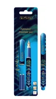 Herlitz Füllfederhalter New Batik Fearless Medium (M), Blau - Strichstärke: Medium (M) - Set: Nein - Verpackungseinheit: 1 Stück - Schriftfarbe: Königsblau - Anwender: Jugendliche - Schüler - Stiftfarbe: Blau