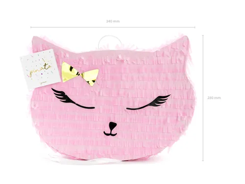 Partydeco Pinata Katze, 35 x 27 x 9 cm, Rosa, 1 Stück - Motiv: Katze - Detailfarbe: Rosa