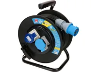 Max Hauri Kabelrolle 30 m, 1x T23, 1x CEE16/3, 1x Schuko, Schwarz - Schutzklasse: IP44 - Detailfarbe: Schwarz - Kinderschutz: Nein - Aussenanwendung: Ja - Steckertyp Ausgang: T23 - CEE 16-3 - Schuko - Material: Metall