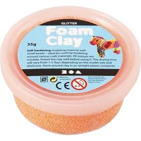 Creativ Company Modelliermasse Foam Clay 35 g Glitzer Orange - Packungsgrösse: 35 g - Set: Nein - Anwender: Kinder - Hobbyanwender - Detailfarbe: Orange - Modelliermasse Art: Modelliermasse - Trocknung: Lufttrocknend
