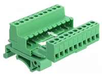 Delock 10 Pin, 5.08 mm Rastermass gewinkelt - Detailfarbe: Grün - Montage: DIN-Rail