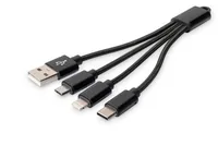 DIGITUS 3-in-1 Ladekabel USB A Lightning Micro USB USB-C