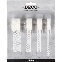 Creativ Company Deko-Klebeband Weiss, 4 Rollen - Detailfarbe: Weiss - Länge: 2 m - Set: Ja - Breite: 8 mm - 23 mm
