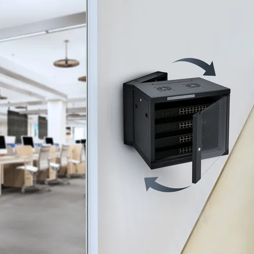 Extralink 6U 600X600 AZH WALL-MOUNTED RACKMOUNT CABINET SWING TYPE BLACK Rack monté sur le mur Noir