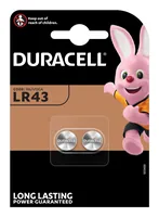 Duracell Knopfzelle Alkaline LR43 , 2 Stück - Gewicht: 1.5 g - Verpackungseinheit: 2 Stück - Chemisches System: Alkali Mangan - Batterietyp Bauform: LR43 / V12GA / PX86A / A86 / LR1142 / L1142 / AG12 / 186 / KA86 - Anwendung: Knopfzellen - Spannung: 1.5 V