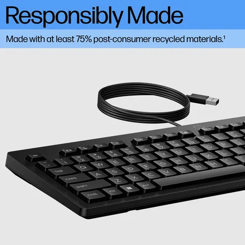 HP 125 G2 USB Wired Keyboard tastiera Ufficio Nero