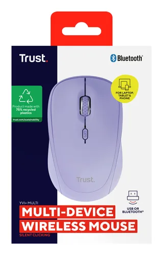 Trust Yvi+ mouse Universale Ambidestro RF senza fili + Bluetooth Ottico 1600 DPI