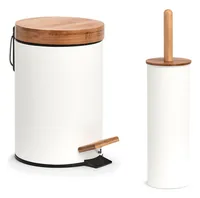 Zeller Present Toilettenbürste Metall / Bambus, 10 x 38.4 cm, Weiss - Art: Toilettenbürsten-Set - Detailfarbe: Weiss - Braun - Detailmaterial: Metall - Holz - Kunststoff - Grundmaterial: Holz - Kunststoff - Metall