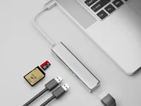 Equip Adapter USB-C->HDMI2xUSB3.0SDTF 4K 30Hz 0.15m Alu.