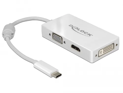 Delock Multiadapter 63924   USB-C - DVI-D/HDMI/VGA - Kabeltyp: Adapter - Videoanschluss Seite A: USB Type-C - Videoanschluss Seite B: HDMI - DVI-D - VGA
