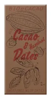 BioeCacao Dattelschokolade Hazelnut 65% 90 g - Produkttyp: Dunkel - Nährwertangabe pro: 100 g - Energiegehalt (in kj): 2403 KJ - Energiegehalt (in kcal): 508 Kcal - Fett: 45 g - Davon gesättigte Fettsäuren: 24 g