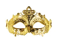 Partydeco Karnevalsmaske, 17 x 9 cm, mit Band, Gold - Assortiert: Nein - Packungsgrösse: 1 Stück - Produkttyp: Maske - Motto: Karneval - Detailfarbe: Gold - Material: Polypropylen (PP)