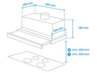 Samsung Dunstabzugshaube NK24M1030IS/UR 3 Stufen - Energieeffizienzklasse: C - Einbaunormen: EU 60 - Tiefe: 28 cm - Breite: 60 cm - Höhe: 18 cm - Modellart Dunstabzugshaube: Wandhaube