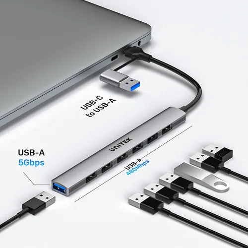 Unitek H1209AGY01 USB-A 5Gbps 7in1 USB hub