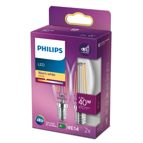 Philips 8718699777616 LED-Lampe Warmweiß 2700 K 4,3 W F