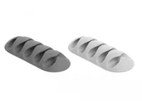 Delock Kabelhalter 2x3 Stück, weiss, grau, 5 Durchführungen 6 Stück - Produkttyp: Kabel-Clip - Ausstattung Kabelmanagement: Set - Selbstklebend - Verpackungseinheit: 6 Stück - Material: TPR - Detailfarbe: Grau - Weiss