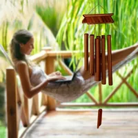 relaxdays Windspiel Tempel 62 cm - Motiv: Ohne Motiv - Detailfarbe: Braun