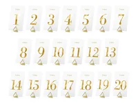 Partydeco Tischkarte Nummern 7 x 12 cm, 20 Stück, Transparent/Gold - Papierformat: 7 x 12 cm - Motiv: Hochzeit - Verpackungseinheit: 20 Stück - Detailfarbe: Transparent - Gold - Inkl. Couvert: Nein