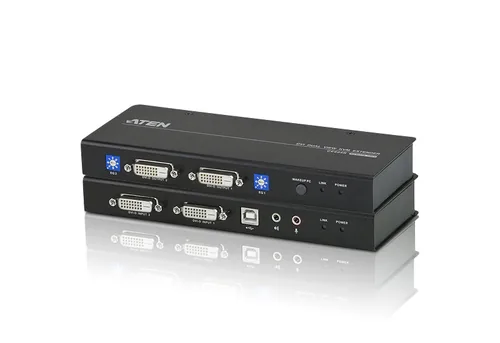 Aten KVM-Extender CE604 - Weitere Anschlüsse: Audio - USB - Set: Ja - Reichweite: 60 m - Extender Typ: Cat-Extender - Videoanschlüsse: DVI-D - Einsatzzweck Extender: KVM