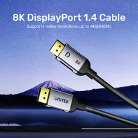UNITEK C1628GY01-1.5M DisplayPort cable Black, Grey