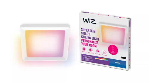 WiZ Quadratische Panelleuchte 17 W weiss - Lampensockel: Keine - Farbtemperatur Kelvin: 2200 bis 6500 K - Aussenanwendung: Nein - Gesamtleistung: 17 W - Leuchten Kategorie: Deckenleuchte - Lichtfarbe: Tageslichtweiss (Kaltweiss) - Warmweiss