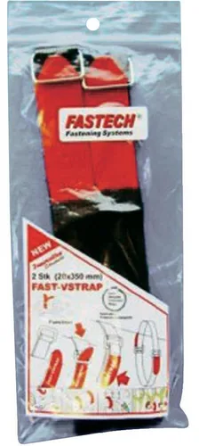 FASTECH Schlaufenband FAST-VSTRAP 20 x 350 mm, Schwarz/Rot - Breite: 20 mm - Länge: 0.35 m - Produkttyp: Schlaufenband - Ausstattung Kabelmanagement: Wasserfest - Metallschnalle - Lösbar - Wiederverwendbar - Haftend - Verpackungseinheit: 2 Stück - Materia
