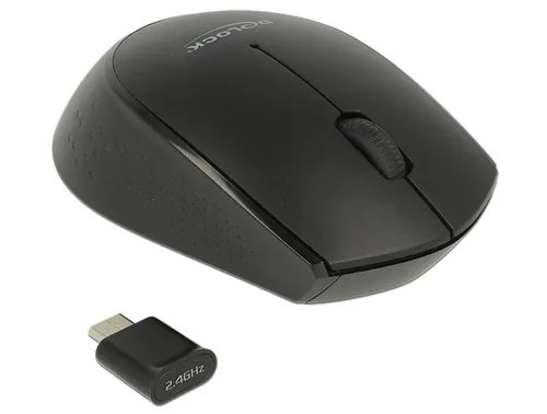 Delock Mobile Maus 12526 USB Type-C kabellos - Maus-Typ: Mini - Maus Features: Scrollrad - Bedienungsseite: Universal - Detailfarbe: Schwarz - Verbindungsart: Kabellos - Schnittstelle: USB-C