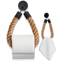 Hennez Toilettenpapierhalter Rope Stick Schwarz/Nature - Befestigung: Kleben - Aufhängevorrichtung: Ja - Anzahl Rollen: 1 - Detailfarbe: Nature - Schwarz - Detailmaterial: Bambus - Metall - Grundmaterial: Bambus - Metall