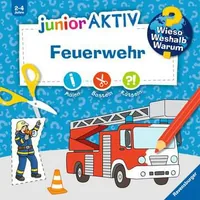 Ravensburger Kinder-Sachbuch WWW junior AKTIV: Feuerwehr - Sprache: Deutsch - Altersempfehlung ab: 2 Jahren - Einband: Block - Anzahl Seiten: 48 - Thema: Wieso? Weshalb? Warum? - Altersgruppe: Kleinkinder