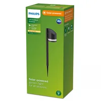 Philips Solar Fyve Sockelleuchte Spiess, Lichtsensor, 2700K, schwarz - Betriebsart: Solarbetrieb - Smart Home: Nicht kompatibel - Dimmbar: nicht dimmbar - Produkttyp: Sockel-/Wegeleuchte - Lichtsensor (Dämmerung): Ja - Timerfunktion: Nein