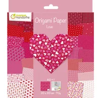 Avenue Mandarine Faltblätter Origami Love 60 Blatt, 20 x 20 cm - Papierformat: 20 x 20 cm - Selbstklebend: Nein - Papierfarbe: Rot - Mehrfarbig - Rosa - Papiertyp: Bastelpapier - Mediengewicht: 70 g/m² - Verpackungseinheit: 60 Stück