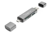 COMBO CARD READER HUB USB-C+ USB 3.0 1X SD 1X MICROSD GREY