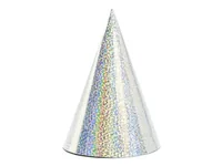 Partydeco Partyhüte holografisch Silber, 16 x 10 cm, 6 Stück - Packungsgrösse: 6 Stück - Produkttyp: Partyhüte - Material: Gummi - Papier - Folie - Detailfarbe: Silber - Motto: Universal
