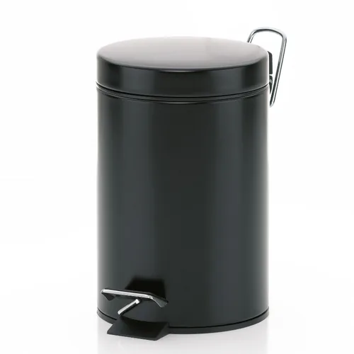 Kela Kosmetikeimer Monaco 3 l, Schwarz - Fassungsvermögen: 3 l - Höhe: 26 cm - Anzahl Behälter: 1 - Detailfarbe: Schwarz - Form: Rund - Material: Metall