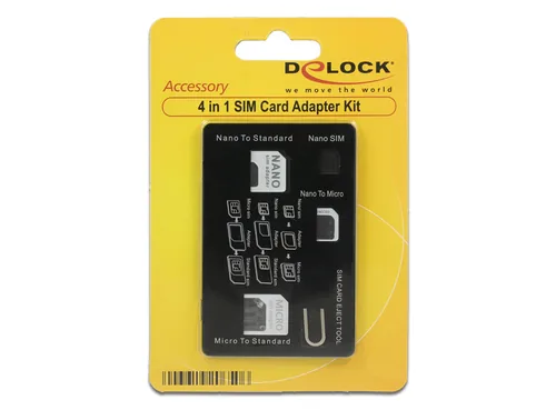 Delock SIM-Adapter 4in1 Kartenset - Zubehörtyp Mobiltelefone: SIM Adapter - Detailfarbe: Mehrfarbig