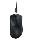 Razer Gaming-Maus Deathadder V3 Pro + HyperPolling - Bedienungsseite: Rechtshänder - Maus Features: Daumentaste - Integrierter Speicher - Programmierbare Tasten - Scrollrad - Umschaltbare DPI-Auflösung - Detailfarbe: Schwarz - Gewicht: 63 g - Schnittstell