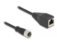 Delock M12 Adapterkabel D-kodiert 4 Pin Buchse zu RJ45 Buchse 50 cm