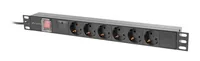 LANBERG 19 PDU-Steckdosenleiste 1U 6xSchuko 2m 16A, schwarz