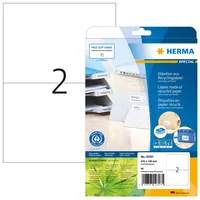 HERMA Universal-Etiketten 210 x 148 mm, 20 Blatt - Klebehaftung: Permanent - Drucker Kompatibilität: Inkjet - Laser - Anzahl Blatt: 20 × - Papierformat: A4 - Anzahl Etiketten: 40 - Etikettengrösse: 210 x 148 mm