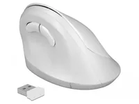 Delock Ergonomische Maus 12596 USB kabellos - Maus-Typ: Ergonomisch - Maus Features: Umschaltbare DPI-Auflösung - Vertikales Design - Daumentaste - Ein-/Ausschalter - Scrollrad - Bedienungsseite: Rechtshänder - Detailfarbe: Weiss - Verbindungsart: Kabello