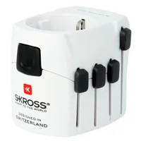 SKROSS Weltreiseadapter PRO - Anzahl Pole: 3-polig (geerdet) - USB Ladeanschluss: 0 - Adapter Dose: Europa - Adapter Stecker: Grossbritannien - Schweiz - Italien - Australien - Brasilien - USA - China