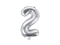 Partydeco Folienballon Zahl 2 klein 35 cm, silber, 1 Stück - Packungsgrösse: 1 Stück - Grösse: 35 cm - Motiv: Zahlen - Produkttyp: Folienballon - Material: Folie - Detailfarbe: Silber
